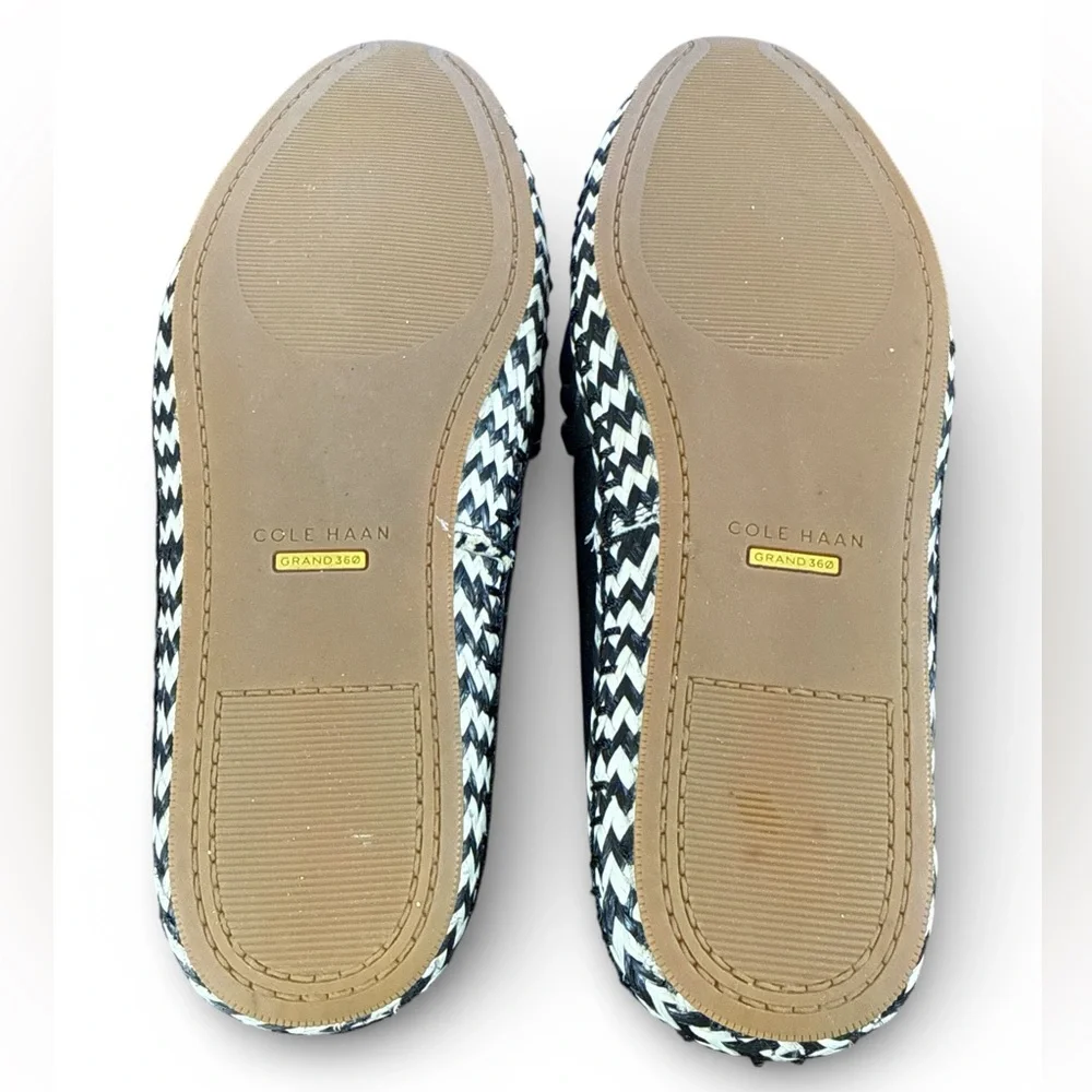 Cole Haan Womens Cloudfeel Knotted Espadrille Black Leather Size 8.5 B Like New!